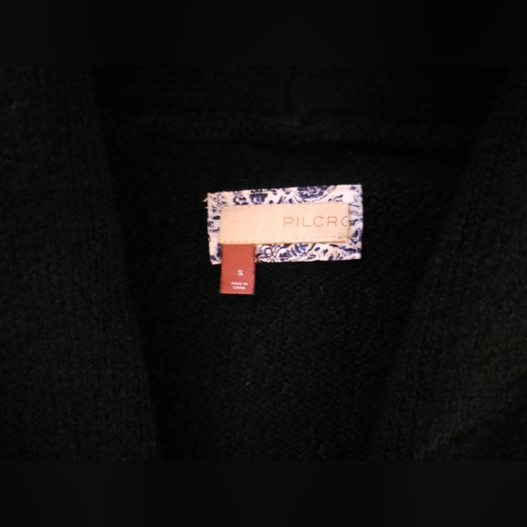 Pilcro Anthropologie Womens Black Shawl Cable-knit Button Cardigan Size Small - Picture 16 of 16